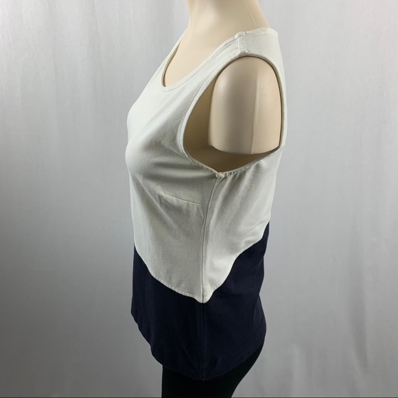 NIC & ZOE Ivory and Navy Asymmetrical Tank Top M - Picture 3 of 7